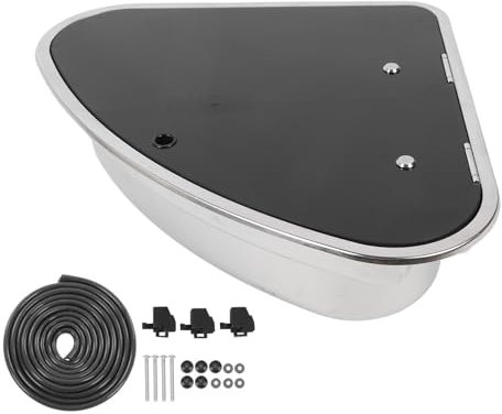 CHICIRIS Wohnmobil-Waschbecken-Set, Wohnmobil-Waschbecken-Set, Waschbecken aus Edelstahl 304 mit Abdeckung aus Gehärtetem Glas, 40 Mm Abwasserausgang für Boot, Wohnwagen, Wohnmobil,