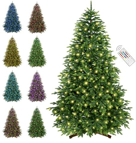SHareconn Künstlicher Weihnachtsbaum [100% Spritzguss],Weihnachtsbaum Künstlich mit 4026 Spitzen,Premium Tannenbaum Weihnachtsbaum mit Fernbedienung, Holzständer