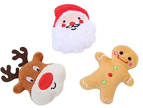 YARNOW 3 Stück Weihnachts Haustier Kauspielzeug Aus Langlebigem Material Mit Katzenminze Buntes Backenzahnspielzeug Für Hunde Interaktives Zahnpflege Spielzeug Für Haustiere Geschenk Hunde