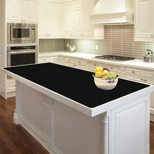 47.2x23.6 Large Silicone Mat for Kitchen Counter, Heat Resistant Non-Slip Countertop Protector, Waterproof Silicone Craft Mat for Kitchen Island, Black