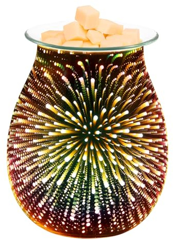 Luxshiny 3d Glass Essential Burner with Adjustable Melting Temperatures and Lighting Modes, Wax Warmer for Scented Wax, for Yoga Class and Occasions, 40w Romantic Home Fragrance Lamp