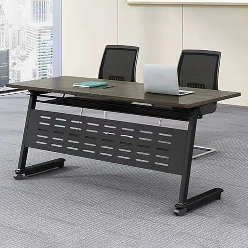 Zusammenklappbarer Besprechungstisch mit Rollen für Büro, Klassenzimmer, rechteckig, modularer Zimmertisch (Grau, 119,4 x 40,6 x 73,7 cm)