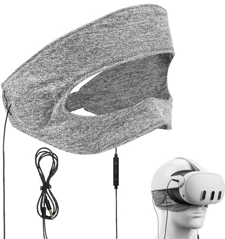 GEEKRIA VR On-Ear Headphones Compatible with Meta Quest 3, Quest 2, Quest Pro, Pico Neo 3, HTC Vive, Vive Pro Headset, Ear Protector Enhanced Headset Sound, Comfort Headband Earflap (Grey)