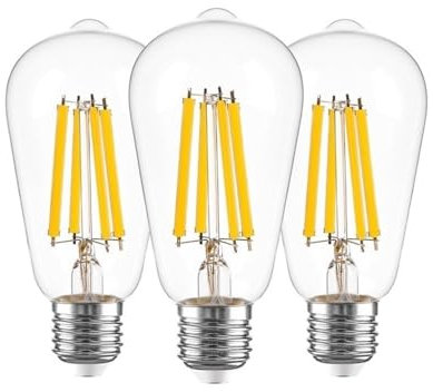 YSJX Lighting, Confezione da 50, Lampadina a Filamento LED ST64 AC220V E27 12W Senza Strobo Dimmerabile Retro Edison Lampada Illuminazione Lampadine per la casa