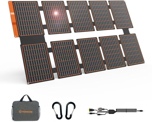 FlexSolar Panel Solar 100W，Módulo Solar Plegable para Generadores Solares Portátiles Cargador Solar Plegable para Pequeños Generadores,Fuente de Alimentación móvil, PC