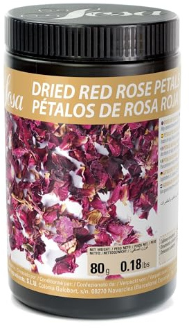 SOSA Pétales séchés de rose rouge - Ornement culinaire - Pot 80 g