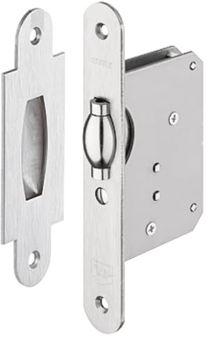 cyclingcolors 1x Cerradura para puerta pendular Longitud del frente 160 mm Ancho 24 mm con Contrachapa para Puerta Madera, Frente y Cerradero Acero