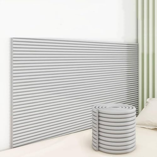 Wandpolster Selbstklebend, 3D Anti-Kollision Wandkissen Bett Kopfteil, Wandpaneele Gepolstert, für Schlafzimmer, Wohnzimmer, Garage Light Grey 30x200cm