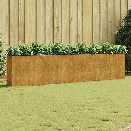 AJJHUUKI Prato & Giardino-Giardinaggio-Vasi & Fioriere-Giardino Aiuola Sopraelevata 360x40x80 cm Acciaio Corten