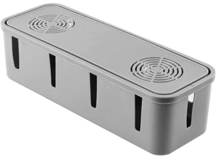 Toddmomy Grey Cable Organizer Box for Indoor Use Power Strip Storage Holder Safe Cord Management for Home Gadgets Protects Wires From Pets and Water Desktop and Wall Corner Use