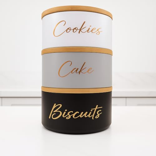 Maria's Selection 3 Tier Stackable Cake Tins Storage Canisters with Snug Lids,Perfect for storing cakes, biscuits, Treats keeping Your Goodies Fresh & Organized Gift For Bakers (2)