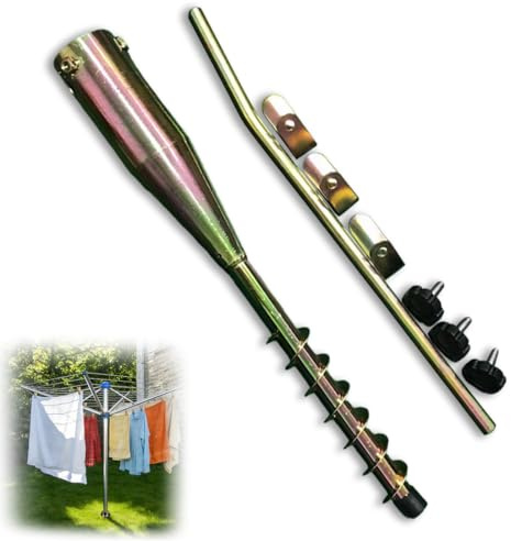 WRQIOO Picchetto per stendibiancheria, 57 cm, resistente, con manici e impugnature regolabili, picchetto per stendibiancheria rotante e ombrelloni