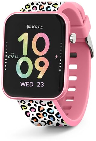 Tikkers Kids Series 13 Smart Leopard Watch med fitnessmätare, väckarklocka, kamera, GPS-anslutning, pulsmätare, stegräknare, pekskärm, IP68, silikonrem