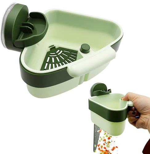 Scolapiatti Triangolare per Lavello con Ventosa, Cestino per Lavandino Cucina, Scolapasta per Lavello da Cucina, Accessori Lavandino Cucina per Avanzi di Immondizia, Salvaspazio
