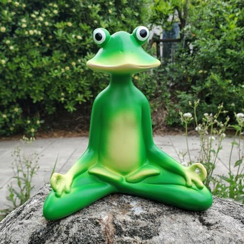 WINGSIGHT Frog Ornament Resin Figurine for Pond Fish Tank Micro Landscape Decoration Garden Patio Home Desk Craft Table Decor (Meditation Frog)