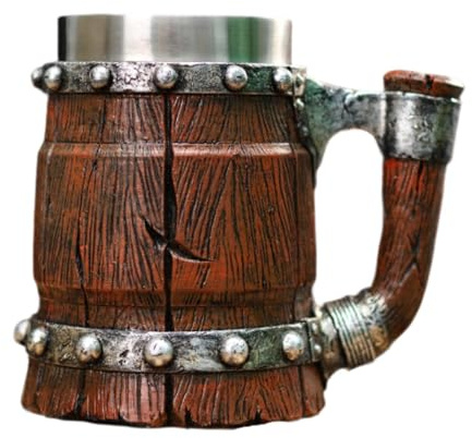 RMWHGDUL Mug Bière Tasse Café Verre Boisson Traditionnel Effet Résine Doublure Acier Inoxydable Grande Capacité Anse Pratique Adapté à Consommation, c