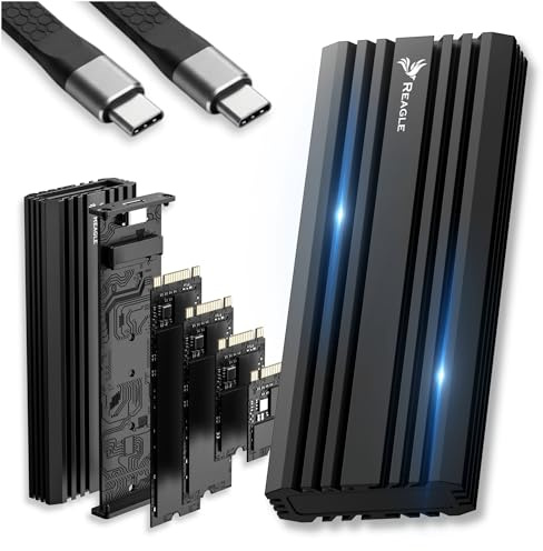Reagle Case SSD M.2 NVMe USB-C 3.2 20Gbps Esterno Enclosure Box NVMe Fino A 8TB Per 2230 2242 2260 2280 Adattatore SSD Alluminio Dissipazione Compatibile PC Laptop Mac Plug And Play
