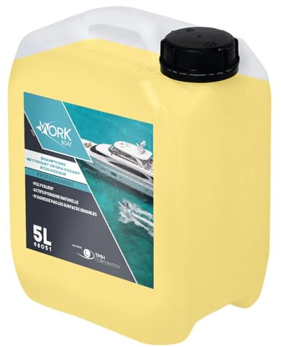 Workboat Shampoing Nettoyant et Dégraissant Écologique pour Bateaux, 5 L – Nettoyant Doux pour Diverses Surfaces Intérieures et Extérieures de Bateaux