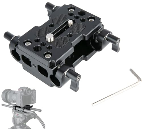 NICEYRIG Piastra base per treppiede con morsetto a staffa da 15mm per sistema di supporto a rulli da 15 mm per fotocamera DSLR