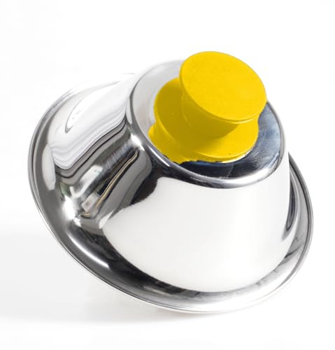Kerafactum Burgerglocke Burger Glocke gelb Cloche Abdeckhaube zum Grillen und Schmelzen von Cheeseburger Burgerhaube Haube für Hamburger Steaks bringt Käse zum Schmelzen Edelstahl Plancha Zubehör