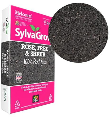 Suregreen Melcourt Peat-Free Rose, Tree and Shrub Compost | 40L Bags | Compost for Outdoor Plants and Gardening | Indoor Plant Soil | SylvaGrow