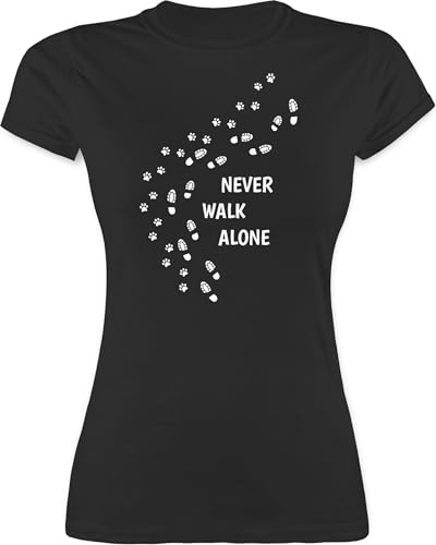 Shirtracer - Shirt Damen - Geschenk für Hundebesitzer - Never Walk Alone Pfotenabdrücke