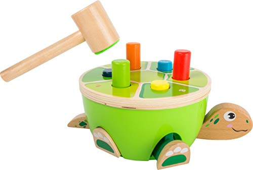 small foot Klopfspiel Schildkröte aus Holz, Motorikspielzeug für Kinder ab 12 Monaten, 11221