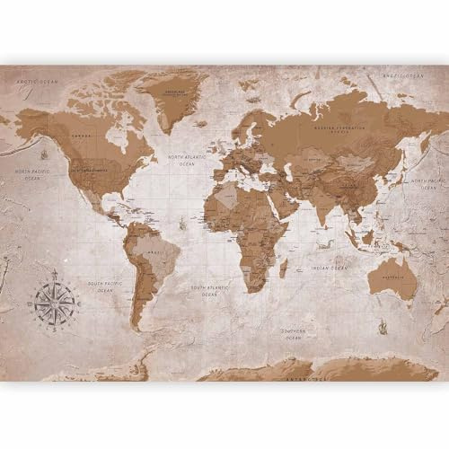 murando Fotomurales autoadhesivo 343x256 cm Papel Pintado Decoración | Pared Murales Pegatina decorativos adhesivos 3d moderna de Diseno Fotográfico Mapamundi Mapa del mundo