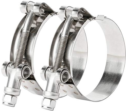 ISPINNER 2 Pack 4 Inch Stainless Steel T-Bolt Hose Clamps, Clamp Range 108-116mm for 4 Hose ID, Pack of 2