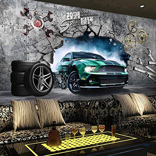 MGQSS 3D Wandbild selbstklebende Tapete Sportwagen Auto 3D Kinderzimmer Tapete Poster Fototapete Junge Mädchen Schlafzimmer Raumdekoration Umweltschutz(B)300x(H)210 cm