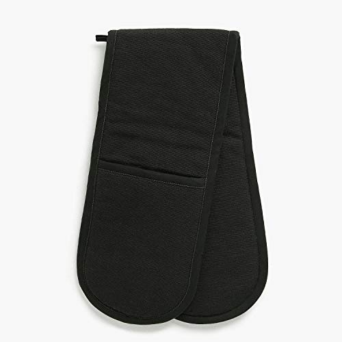 PRIME Homewares Solid Black Double Oven Glove 100% Cotton Home Kitchen