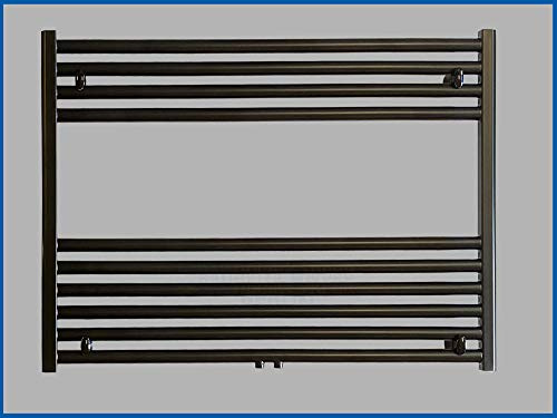 Badheizkörper SMYRNA PLUS Schwarz Matt 800 x 600 mm. Gerade mit Mittelanschluss