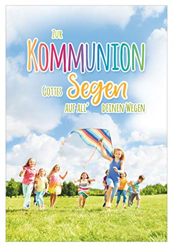 KE - Einzigartige und Farbenfrohe Glückwunschkarte zur Kommunion für Jungen & Mädchen, DIN B6 Format, inkl. Umschlag - Motiv: Kinder