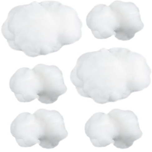 Jetec 6 Pieces Artificial Cloud Props Imitation 3D Cloud Shape Hanging Decorations Room DIY Decorative Hanging Ornament for Wedding Party Stage Show Decor (Small and Medium Size)