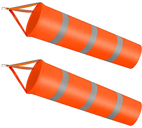 2 Pezzi Manica a Vento, Manica a Vento con Nastro Riflettente, Manica a Vento Impermeabile, per uso in Meteorologia, Protezione Ambientale, Esplorazione di Petrolio e Altri Settori (Arancione)