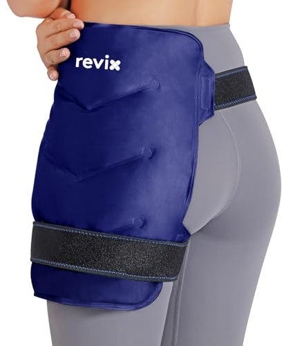 REVIX Ice Pack for Hip Discomfort Relief, Flexible Gel Cold Packs | Reusable Gel Ice Pack for Hip Replacement, Hot & Cold Compression Wrap for Sciatic Nerve & Hamstring Muscle Soreness, Navy