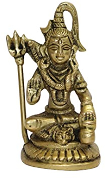 Universal Hub Messing Shiva handgeschnitzt Mahadev Murti Tempel dekoratives Idol für Schreibtisch, Büro Pooja Samagri Kleine Figuren Hindu Prunkstück Geschenke