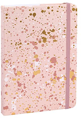 Idena 12250 - Quaderno Sparkle Rose, quadrato, 14 x 20 cm, 192 pagine, 100 g/m², con tasca ad alamari, nastro e chiusura in gomma, 1 pz.