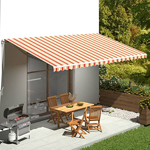 Atlojoys Markisenbespannung, Markisenstoff, Markise Balkon, Klemmmarkise, Sonnenschutz Stoff, Sonnenschutz Tuch, Sonnenschirm Markisenstoffe, Gelb und Orange 6x3 m