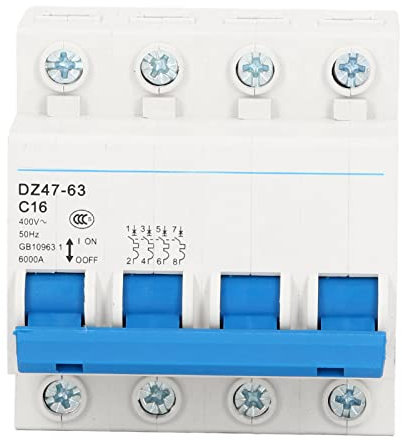DEWIN Leitungsschutzschalter 16A, Miniatur Leistungsschalter Miniaturschutzschalter Hutschienenmontage Schutzschalter Sicherungsautomat 4P 16A AC 400V