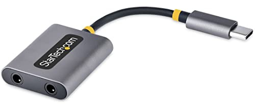 StarTech.com USB-C Hörlursdelare - Dubbel Headsetadapter Med Mikrofoningång, USB Typ C Till 3,5 mm Ljudadapter/Hörlursdongel, 24-bitars DAC (USBC-AUDIO-SPLITTER)