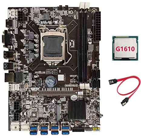 Zunedhys B75 BTC Mining Motherboard + G1610 CPU + Kabel LGA1155 8XPCIE USB Adapter DDR3 MSATA B75 USB BTC Motherboard