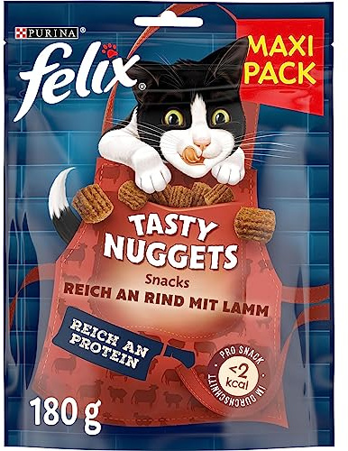 FELIX Tasty Nuggets rik på nötkött med lamm kattsnacks, 6 x 180 g
