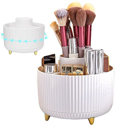 Organizador de maquillaje cosmético, organizador de pinceles giratorio de 360°, caja de cosméticos portátil, almacenamiento multifuncional, almacenamiento de cosméticos para habitación