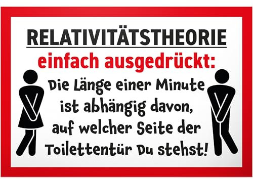 DankeDir! Relativitätstheorie - Schild 30 x 20 cm - Klo Schild WC Schild Kloschild lustig Toilettenschild Toilette - Gäste WC Türschild Gästetoilette Herren witzig Wand Deko