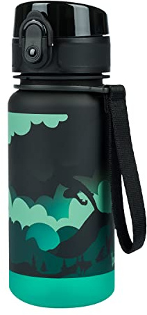 Baagl Kinder Trinkflasche Wasserflasche 350ml Schule Sport Tritan - Drache | Auslaufsicher Flasche für Jungen und Kindergarten eignet sich für Ausflüge, Sportverein oder für Limonaden mit Früchten.