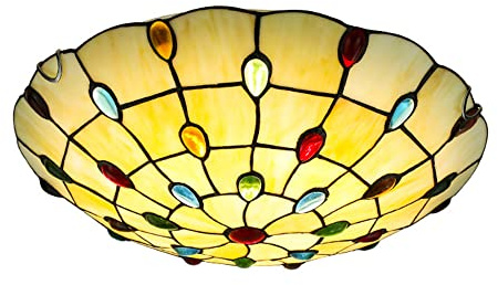 Retro Küchenlampe Wohnzimmer Deckenleuchte Vintage Loft Deckenlampe E27 Gang Beleuchtet Porchlight Corridorleuchten für Schlafzimmer Esszimmer Gang Korridor Flur Farbe Glas Lampenschirm (40CM)