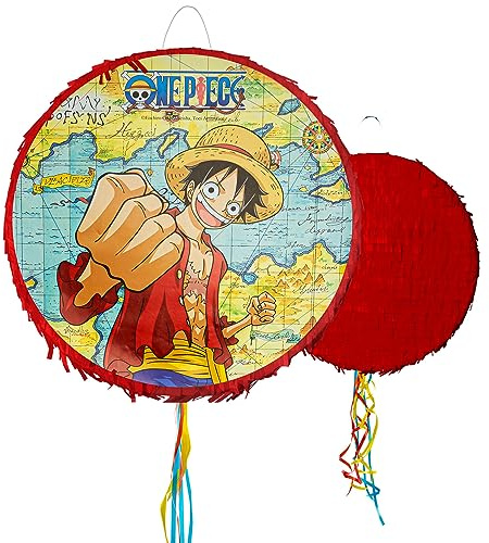 Chaks One Piece Pinata rund rot Manga Luffy 40 cm Party-Deko für Kinder