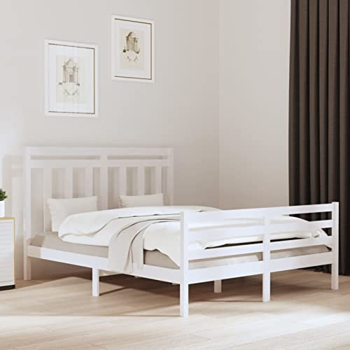 Camerina Massivholzbett Bettgestell Bed Frame Bett Mit Bettkasten Hausbett Bett Massivholz Weiß 160x200 cm - 3105326