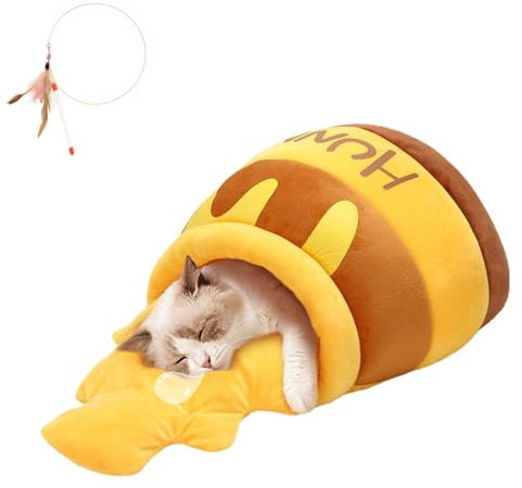 WIWIDANG Honey Jar Lit pour chat – Lit en peluche douce pour chat – Lit mignon amovible pour chat (style 1)
